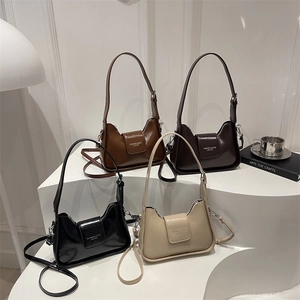 Minimalist vintage glossy leather crossbody bag in four classic colors for women
