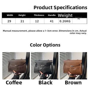 Detailed size specifications for the vintage PU leather tote with metal buckle closure