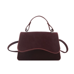 Mini vintage matte dark red handbag with top handle and slim crossbody shoulder strap
