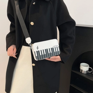 Classic piano keyboard crossbody bag for women with adjustable wide nylon shoulder strap