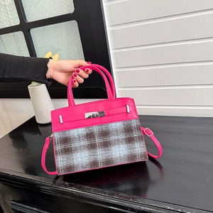 Sac À Main Patchwork Femme Cuir PU Couleur Contrastée Poignée Fermoir Métallique Mode Rétro Sac Bandoulière Carré