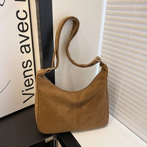 Damen Umhängetasche Mit Großer Kapazität Retro Matte PU Leder Halbmond Hobo Schultertasche Verstellbarer Gurt