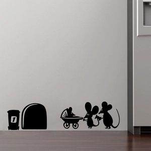 Cute mouse hole silhouette wall sticker for creative living room and bedroom decor