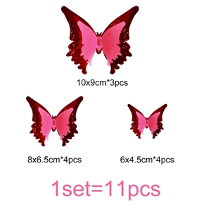 Set of 11 glow double-layer butterfly wall stickers in three sizes for home decoration