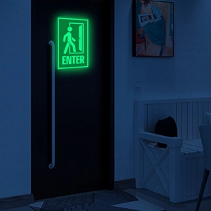 Adesivi Murali Luminosi PVC Segnale Uscita Emergenza Entrata Autoadesivo Fluorescente Per Corridoio