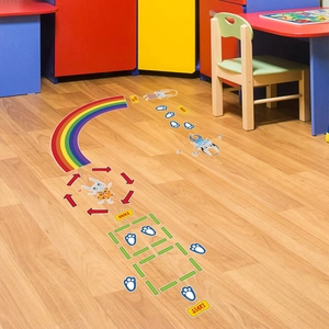 Rainbow themed hopscotch floor decal set for children room and kindergarten playground
