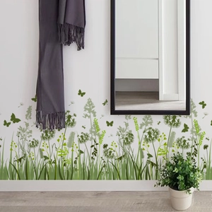 Fresh dandelion and butterfly wall stickers as baseboard decoration for living room