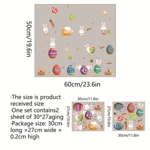 Stickers de Pâques avec lapins et œufs colorés pour décoration de fenêtres en verre