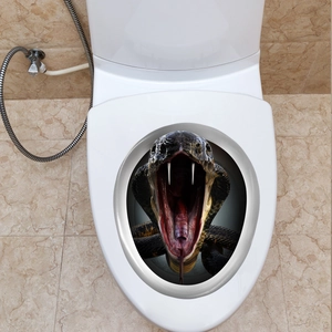 Adesivo 3D realistico con cobra reale per coperchio WC e decorazione bagno