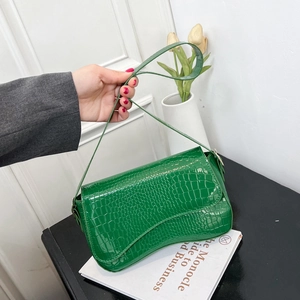 Fashion Crocodile Pattern PU Leather Underarm Bag For Women Minimalist All-match Single Shoulder Crossbody Bag With Gold Buckle