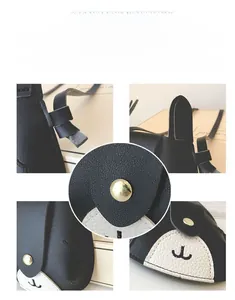Detail of cute deer bag showing premium gold hardware and leather splicing texture