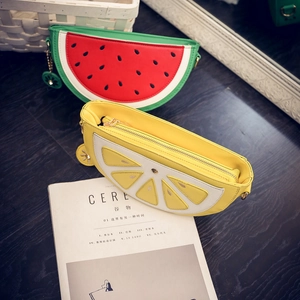 Women Fashion PU Leather Fruit Shaped Shoulder Bag Cute Watermelon Orange Slice Crossbody Chain Bag For Summer Vacation