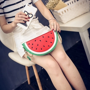 Creative watermelon crossbody chain bag for women with vibrant red and green colors
