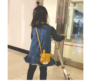 Toddler yellow bunny crossbody bag featuring cute plush ears and embroidery detail