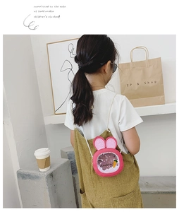 Pink rabbit crossbody bag for kids featuring sequins and a cute carrot charm detail