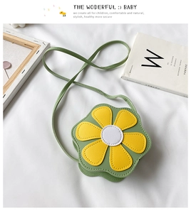 Detailed top view of a green floral crossbody bag for girls with high-quality PU texture