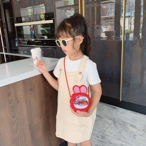 Cute red rabbit ear shoulder bag for kids with sparkling sequins and carrot details