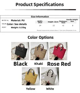 Spécifications de taille et options multicolores pour le grand sac fourre-tout matelassé