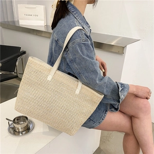 Bolso tote de lino grande y minimalista con asas reforzadas para el día a día femenino