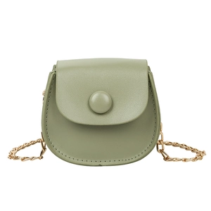 Mini bean green semi-circular crossbody bag for girls with golden chain strap