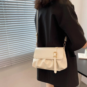 Chic beige pleated cloud bag for women with gold buckle and adjustable strap