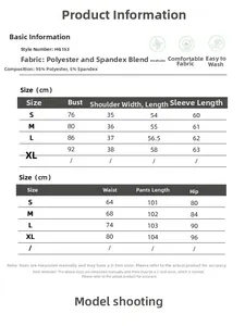 Größentabelle für langärmliges Oberteil und Hose mit Maßen für die Größen S, M, L, XL