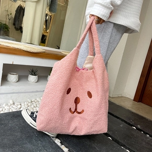 Sac À Main Fourre-tout En Peluche Ours Dessin Animé Sac À Épaule Sherpa Grande Capacité Pour Femmes Filles Hiver