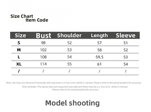 Tableau des tailles avec mesures de poitrine et manches pour t-shirt à rayures