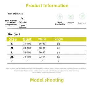 Größentabelle für rückenfreies Sommer-A-Linien-Kleid mit Maßen von S bis XL in cm
