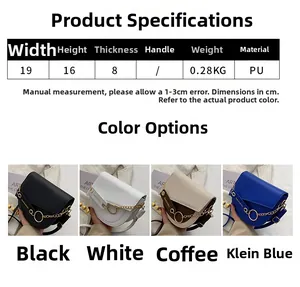 Detailed comparison of four-color PU leather saddle bags with gold chain accents