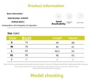 Detailed size chart for off-shoulder long sleeve top with fabric and measurement guide