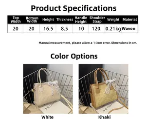 Tableau des tailles et dimensions pour le sac à main tissé avec ruban en dentelle