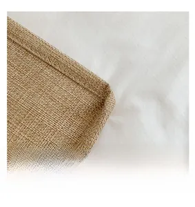 Macro shot of durable vintage linen fabric texture and meticulous stitching details