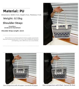 Gedetailleerde afmetingen van blauwe shopper met vergelijking tussen A4 en iPad