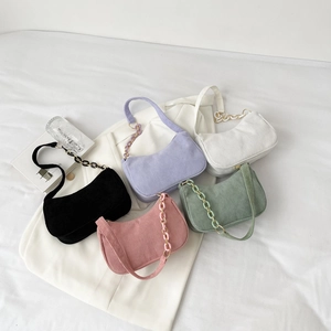 Minimalist corduroy shoulder bags in five colors with stylish matching chain straps