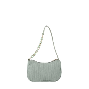 Minimalist light green corduroy baguette shoulder bag with stylish acrylic chain strap