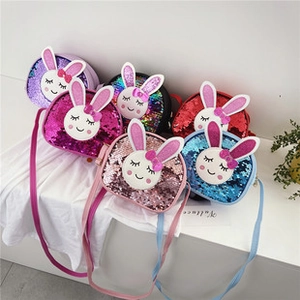 Colección de bolsos de hombro con purpurina para niñas con bordado de conejo en seis colores