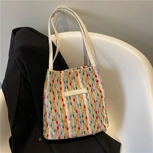 Borsa a Tracolla Intrecciata Colorata da Donna Borsa Tote a Righe Bohemian Handbag Casual Estiva Con Manico Superiore