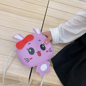Bolso de Hombro para Niños de Cuero PU de Conejo de Dibujos Animados Lindo Mini Bolso Bandolera para Niñas Con Decoración de Lazo