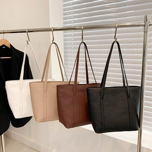 Diamond-quilted PU leather tote bags in four colors for office and daily casual use