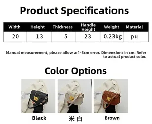 Spécifications de taille pour sac à bandoulière femme en cuir PU avec texture croco