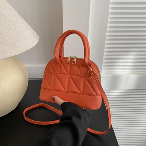 Women Fashion Triangle Quilted Shell Bag Synthetic Leather Crossbody Handbag With Detachable Adjustable Strap Gold Hardware