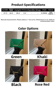 Tableau détaillé des tailles et matériaux pour la pochette enveloppe minimaliste en feutre