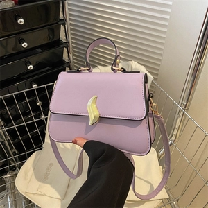 Women Simple PU Leather Small Square Shoulder Bag Fashion Street Trend Solid Color Top Handle Crossbody Bag With Metal Buckle