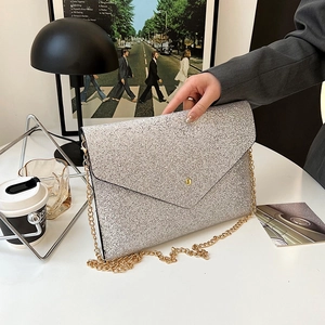 Borsa Clutch a Busta con Paillette Glitter Metallico Lucido per Feste Serali Borsa a Tracolla con Catena Oro per Donna Moda