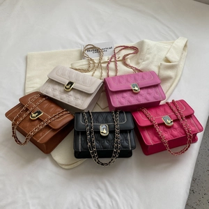 Quilted crossbody flap bags with chain straps in multiple colors and golden locks
