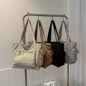 Grand Sac Fourre-tout en Velours Côtelé pour Femmes Sac à Main Décontracté avec Plusieurs Poches pour le Travail