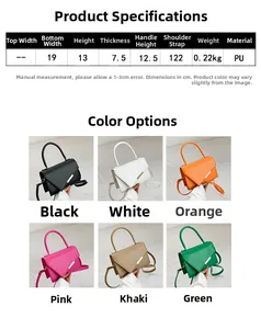 Detailed size chart and multi-color options for the crocodile pattern crossbody bag