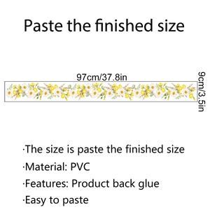 Luminous floral vine PVC wall sticker detail with dimensions 97cm x 9cm and easy adhesive