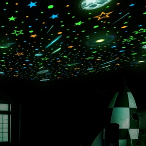 Glow in the dark space wall stickers with stars and planets for bedroom ceiling decor